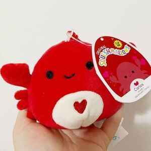 3.5" Squishmallow clip Carlos Crab Heart Valentine's Day KellyToy Plush NEW
